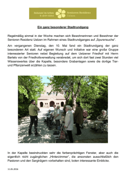 Ein ganz besonderer Stadtrundgang Regelm&auml;&szlig;ig einmal in der