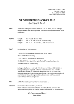 DIE SOMMERFERIEN-CAMPS 2016 Spiel, Spa&szlig;