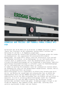 Hinweise der Polizei zum Fu&szlig;ball-Pokal-Finale HFC