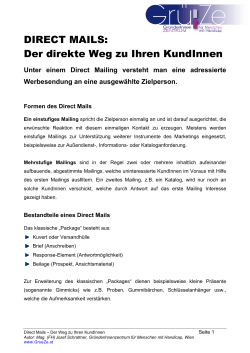 DIRECT MAILS - Gr&uuml;nderInnenzentrum f&uuml;r Menschen mit Handicap