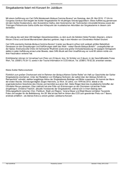 Singakademie feiert mit Konzert ihr Jubil&auml;um