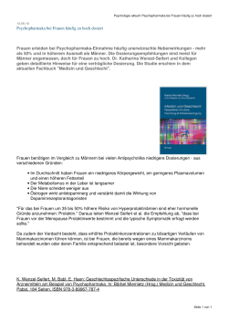 Psychopharmaka bei Frauen h&auml;ufig zu hoch dosiert