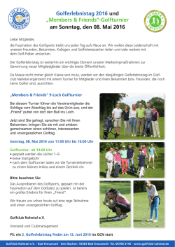 Golferlebnistag 2016 und &bdquo;Members & Friends&ldquo;
