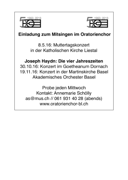 Einladung zum Mitsingen im Oratorienchor 8.5.16