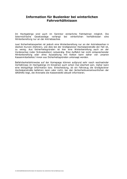 Information f&uuml;r Buslenker bei winterlichen Fahrverh&auml;ltnissen