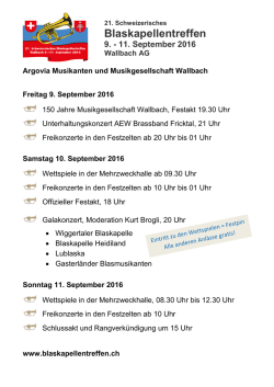 Festablauf Webseite - Schweizerisches Blaskapellentreffen