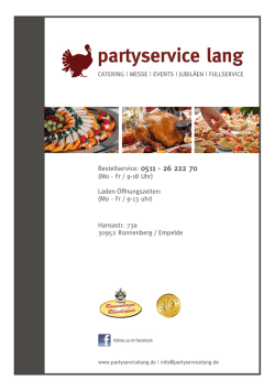 Aktuelles Prospekt - Partyservice Lang