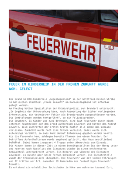 Feuer im Kinderheim in der Frohen Zukunft wurde