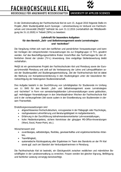 In der Zentralverwaltung der Fachhochschule Kiel ist zum 15