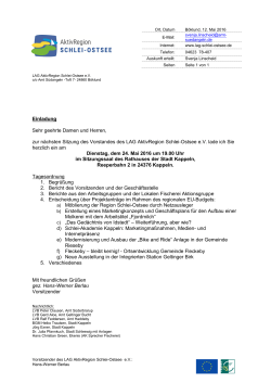 Einladung 24.05.2016 - Aktiv Region Schlei Ostsee