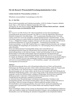 Pressemitteilung 05-2016 - Leibniz-Sozietät der Wissenschaften zu