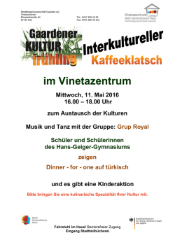 im Vinetazentrum Mittwoch, 11. Mai 2016 16.00 &ndash; 18.00 Uhr zum