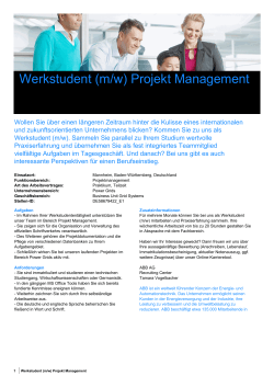 Werkstudent (m/w) Projekt Management