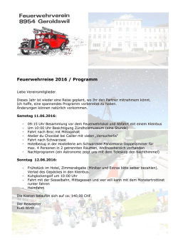 Feuerwehrreise 2016 Programm