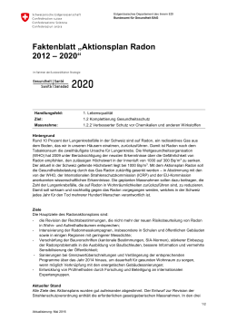 Faktenblatt „Aktionsplan Radon 2012 – 2020“
