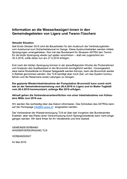 Information an die Wasserbez&uuml;ger