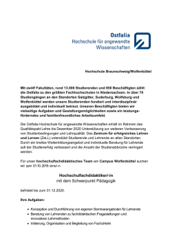 Hochschulfachdidaktiker/-in mit dem Schwerpunkt P&auml;dagogik