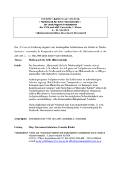 Intensivkurs Mathematik f&uuml;r helle M&auml;dchenk&ouml;pfe 2. Klasse Mai 2016