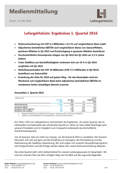 Ergebnisse 1. Quartal 2016