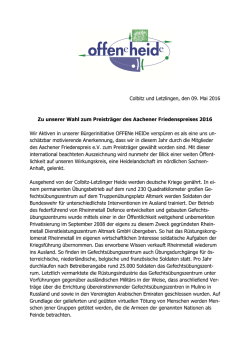 Colbitz und Letzlingen, den 09. Mai 2016 Zu