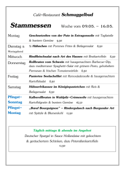 Café-Restaurant Schmuggelbud Stammessen Woche vom 09.05