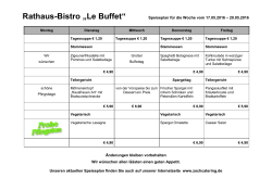 Rathaus-Bistro „Le Buffet“ Speiseplan für die Woche