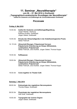 11. Seminar „Neuraltherapie“ - in der Universitätsmedizin Greifswald