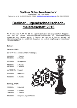 Ausschreibung - Schachjugend in Berlin