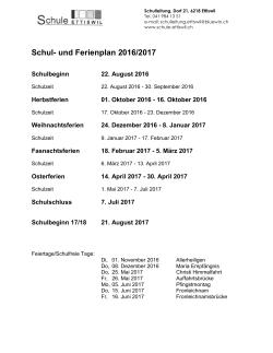 Schul- und Ferienplan 2016/2017