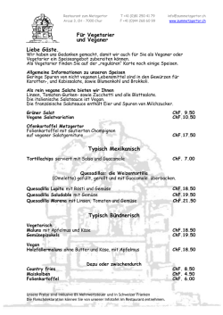 Mittagskarte für Vegetarier und Veganer