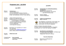 Programmübersicht für Juni und Juli 2016