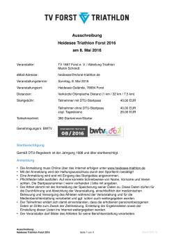 Ausschreibung Heidesee Triathlon Forst 2016 am 8. Mai 2016