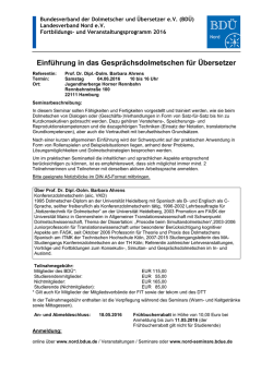 Einführung in das Gesprächsdolmetschen für Übersetzer