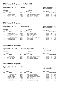 Ergebnisliste D-Turnier 2016 Bergkamen