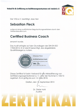 Sebastian Fleck Certified Business Coach