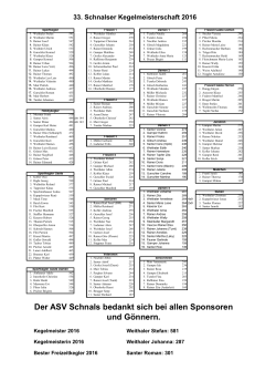 Der ASV Schnals bedankt sich bei allen Sponsoren und Gönnern.