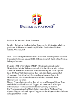 Battle of the Nations – Team Frieslande Projekt – Teilnahme des