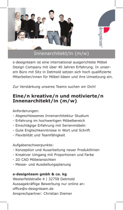 Innenarchitekt/in (m/w) - s