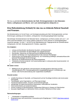 Eine Referatsleitung (Vollzeit) f&uuml;r das neu zu bildende