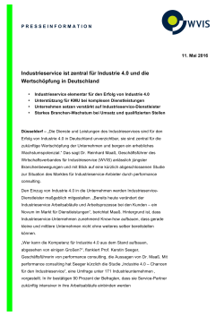 Industrieservice ist zentral f&uuml;r Industrie 4.0 und die