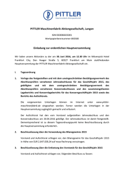 Laden Sie hier die Einladung zur ordentlichen Hauptversammlung
