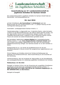 Ausschreibung zur 27. Landesmeisterschaft im jagdlichen Schießen