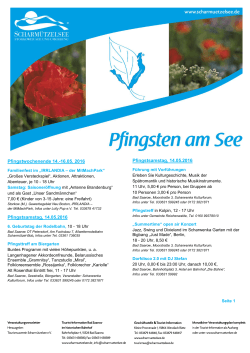 Veranstaltungen Pfingsten 2016 - Tourismusverein Scharmützelsee