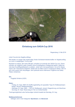 Einladung zum SAGA-Cup 2016 - Segelkunstflug in der Schweiz