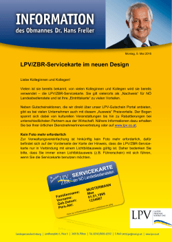 LPV/ZBR-Servicekarte im neuen Design