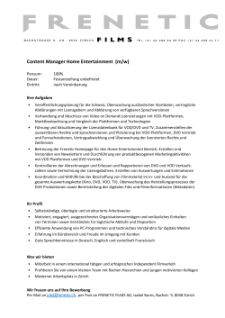 Content Manager Home Entertainment (m/w)