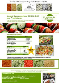 Unsere Saisonangebote 2016 für Grill und Frischetheke