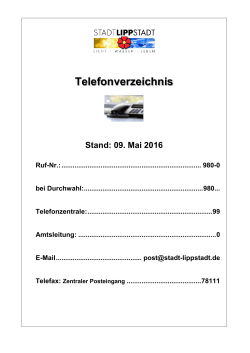 Telefonverzeichnis der Stadtverwaltung Lippstadt