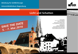 SAVE THE DATE - Universitätsklinikum Regensburg
