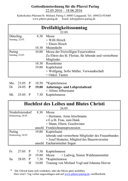 Gottesdienstordnung 22.05. - Pfarrei St.Michael in Paring